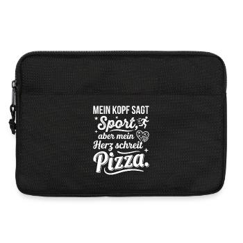 Sport oder Pizza lustiger Spruch - Laptoptasche 13" - Schwarz - Vorne
