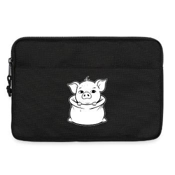 Schnurriges Schweinchen im Sack - Laptoptasche 13" - Schwarz - Vorne
