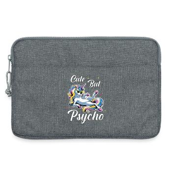 Niedliches Psycho Einhorn - Laptoptasche 13" - Grau meliert - Vorne