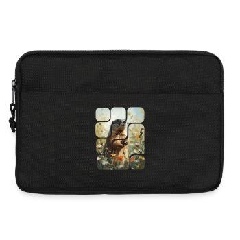 Marmotte au cœur des fleurs champêtres - Sacoche pour ordinateur portable 13 pouces - noir - Devant