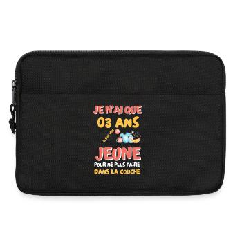 je n'ai que 03 ans / humour anniversaire bébé - Sacoche pour ordinateur portable 13 pouces - noir - Devant