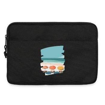 Colorful beach with umbrellas - Laptop bag 13" - black - Front