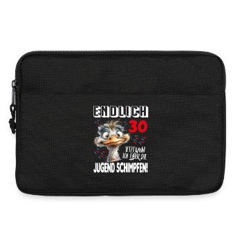 Endlich 30: Strauß Vogel Geburtstag Birthday - Laptoptasche 13" - Schwarz - Vorne