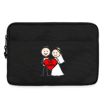 Couple de mariage Cartoon Heart Fraîchement marié - Sacoche pour ordinateur portable 13 pouces - noir - Devant