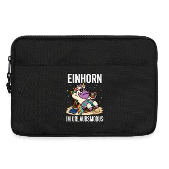 Einhorn Urlaubsmodus Männer Camping Fun Shirt  - Laptoptasche 13" - Schwarz - Vorne