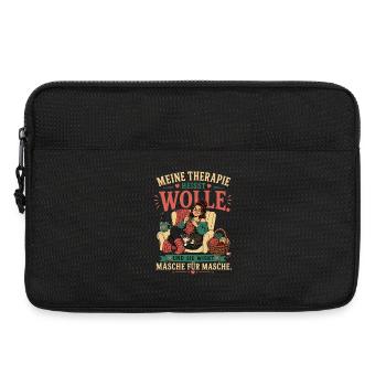 Meine Therapie heißt Wolle – Stricken & Häkeln - Laptoptasche 13" - Schwarz - Vorne