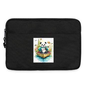 Panda-Ruderboot in Blüte - Laptoptasche 13" - Schwarz - Vorne