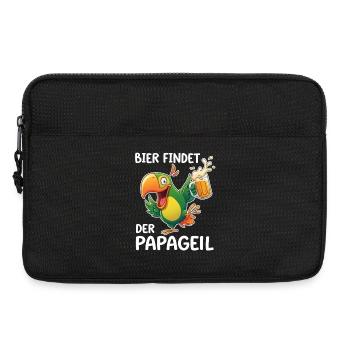 Bier findet der Papa geil – Papagei Shirt - Laptoptasche 13" - Schwarz - Vorne