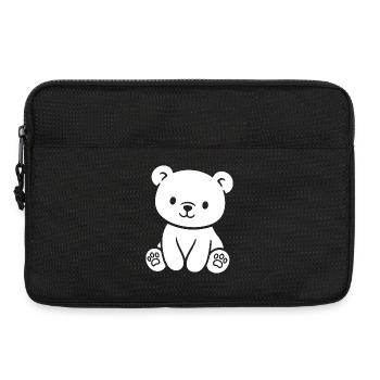Petit ours en peluche mignon pour bébés et tout-petits - Sacoche pour ordinateur portable 13 pouces - noir - Devant
