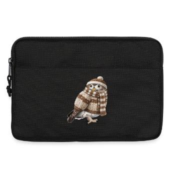 Eule im Strickpullover Vogel Weihnachten Gemütlich - Laptoptasche 13" - Schwarz - Vorne