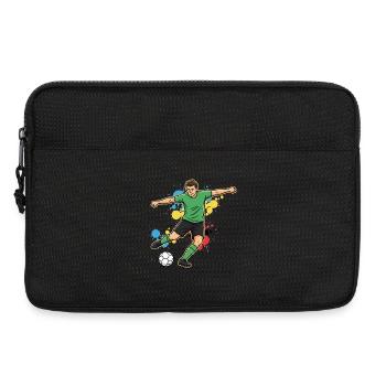 fussballspieler-comic-farbspritzer-gruen - Laptoptasche 13" - Schwarz - Vorne