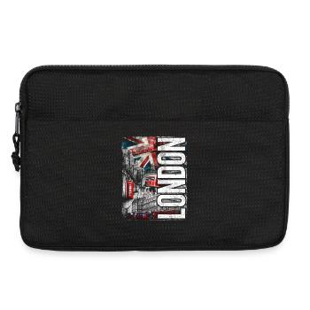 London Collage: Flags, Buses & Bricks - Laptop bag 13" - black - Front