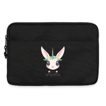 Pastel Rabbit with Floral Crown - Laptop bag 13" - black - Front