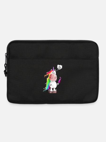 Einhorn grinst sich ein ab - Laptoptasche 13" - Schwarz
