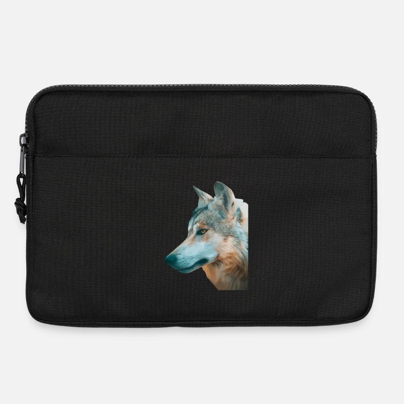 Wolf's Head Watercolor Print - Laptop bag 13" - black