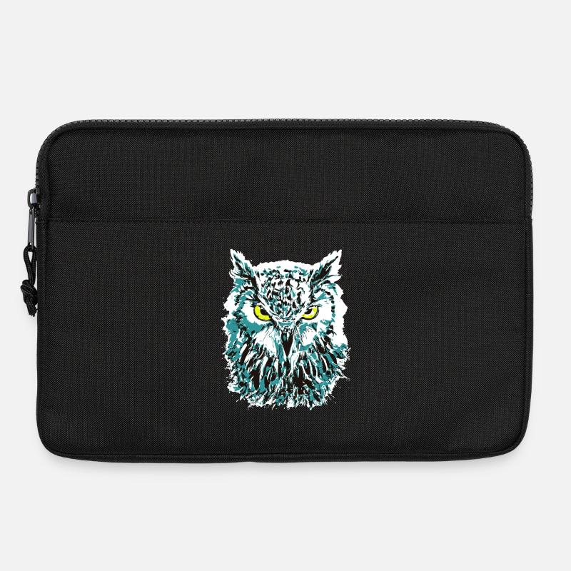 Bunte Eule - Eulenkopf - Kauz - Farbenfrohe Eule - Laptoptasche 13" - Schwarz