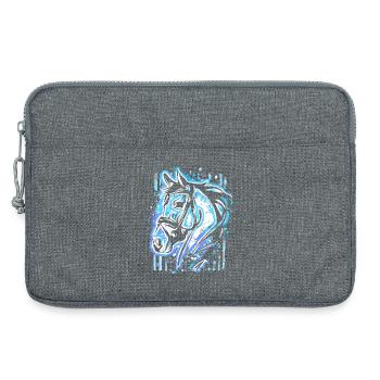 Blue Horse - Horse Head Drawing Horses Painting - Laptop bag 13" - heather grey - Front
