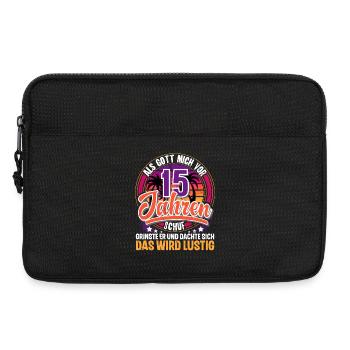 15. Geburtstag Als Gott Mich Schuf Vor - Laptoptasche 13" - Schwarz - Vorne
