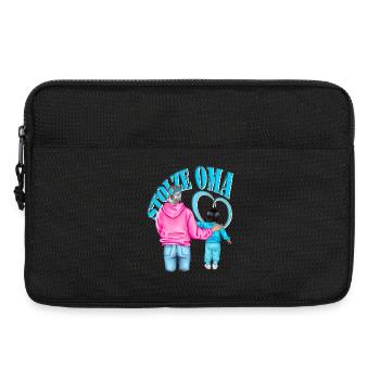 stolze Oma - Enkel schwarze Haare blaues Herz - Laptoptasche 13" - Schwarz - Vorne