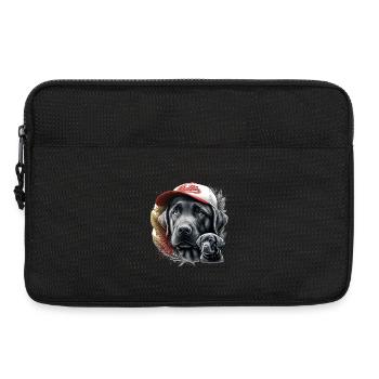 Chien portrait casquette et plumes - Sacoche pour ordinateur portable 13 pouces - noir - Devant