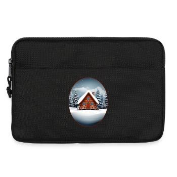 Maison en bois, cabane de Noël - Sacoche pour ordinateur portable 13 pouces - noir - Devant