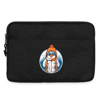 Süßer Pinguin mit Wollmütze - Laptoptasche 13" - Schwarz - Vorne