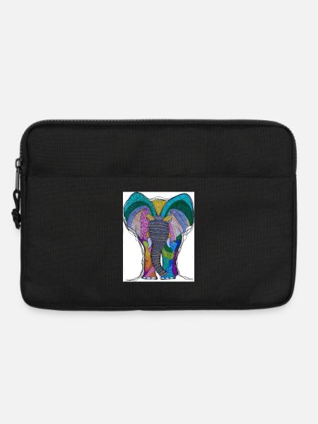 Buntes Elefantenporträt mit Mandala-Muster - Laptoptasche 13" - Schwarz