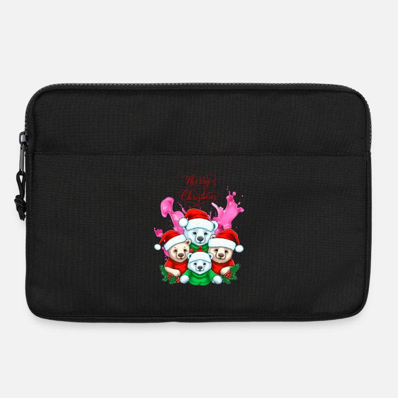 Festliches Eisbär Familie Weihnachtsdesign - Laptoptasche 13" - Schwarz