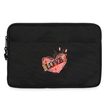 Coeur avec des fleurs et message d’amour - Sacoche pour ordinateur portable 13 pouces - noir - Devant