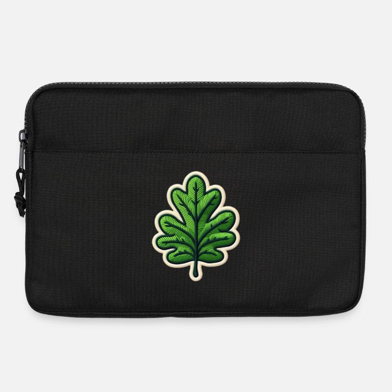 Grünes Blatt Patch - Laptoptasche 13" - Schwarz