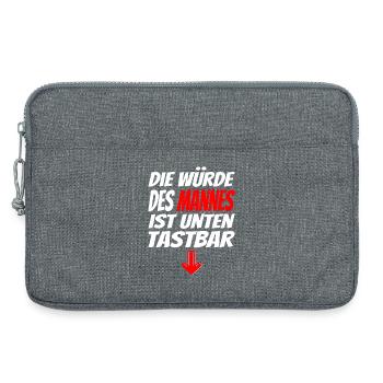 Männer Würde Unten Tastbar Lustiges Spruch-Shirt - Laptoptasche 13" - Grau meliert - Vorne