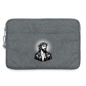 Jesus Christ with stylish hairstyle & leather jacket - Laptop bag 13" - heather grey - Front