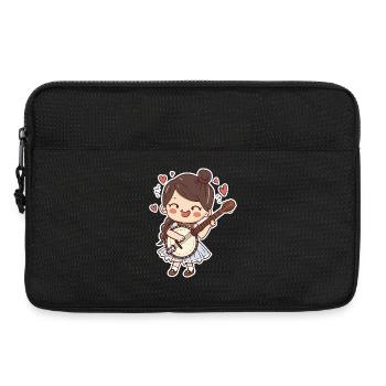 Style de bande dessinée de joueur de banjo - Sacoche pour ordinateur portable 13 pouces - noir - Devant