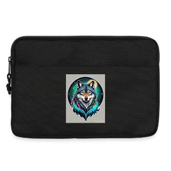 Aurora-Wolf im Mondlicht - Laptoptasche 13" - Schwarz - Vorne