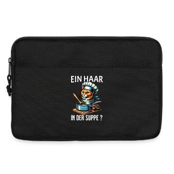 Ein Haar in der Suppe - süßes Katzen Design - Laptoptasche 13" - Schwarz - Vorne