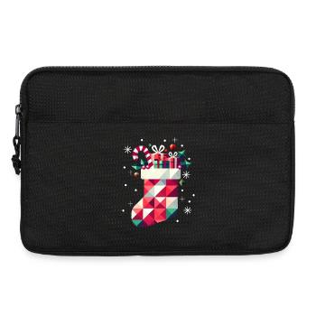 Bunter Weihnachtsstrumpf voller Geschenke - Laptoptasche 13" - Schwarz - Vorne
