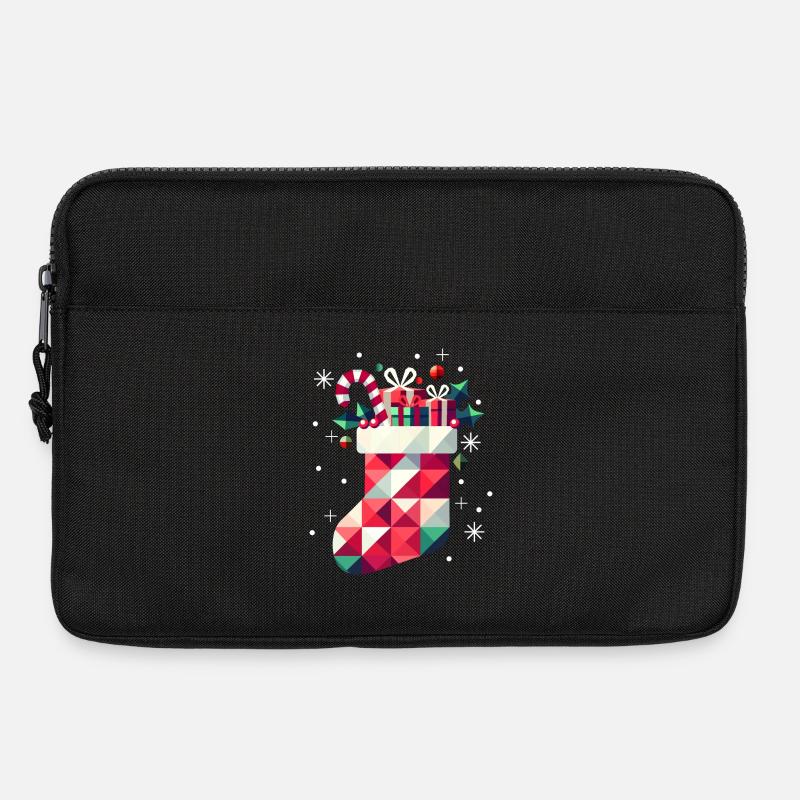 Bunter Weihnachtsstrumpf voller Geschenke - Laptoptasche 13" - Schwarz