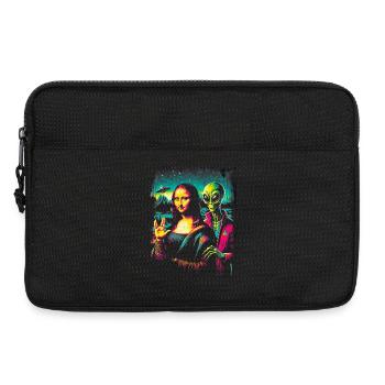 Alien und Mona Lisa – Cosmic Renaissance Design - Laptoptasche 13" - Schwarz - Vorne