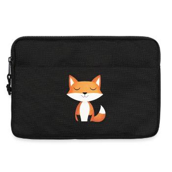 Mignon renard heureux détendu dans le style de dessin animé - Sacoche pour ordinateur portable 13 pouces - noir - Devant