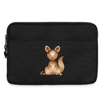 Illustration in Holzoptik – Niedlicher Fuchs - Laptoptasche 13" - Schwarz - Vorne