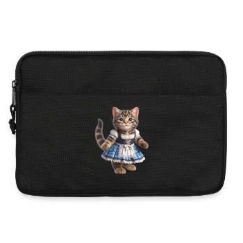 Süße kleine Katze im Dirndl - Laptoptasche 13" - Schwarz - Vorne