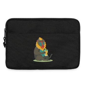 colorful mandrill enjoying a glass of juice in a relaxed manner - Laptop bag 13" - black - Front