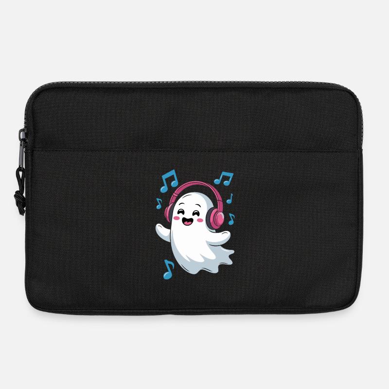Musikbegeisterter Ghost mit Kopfhörern - Laptoptasche 13" - Schwarz