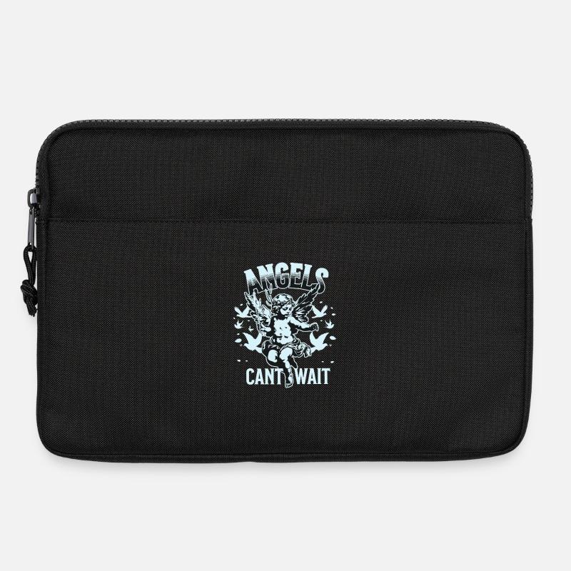 Engel T-Shirt Unisex Angels Can’t Wait VintageTee - Laptoptasche 13" - Schwarz