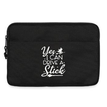 Whimsical Witch Riding Broom Illustration - Laptop bag 13" - black - Front