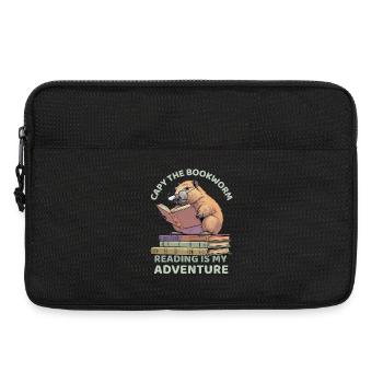 Capybara beim Lesen zwischen Bücherstapel - Laptoptasche 13" - Schwarz - Vorne