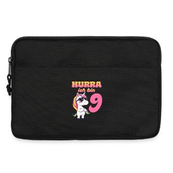 9e anniversaire - Hourra j’ai 9 ans - Licorne - Sacoche pour ordinateur portable 13 pouces - noir - Devant