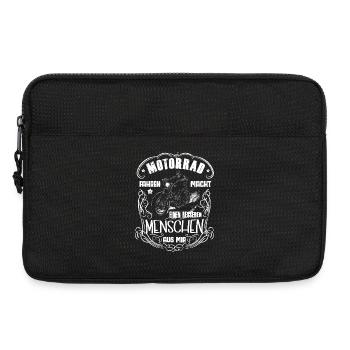 Motard style de vie motif crâne motard - Sacoche pour ordinateur portable 13 pouces - noir - Devant