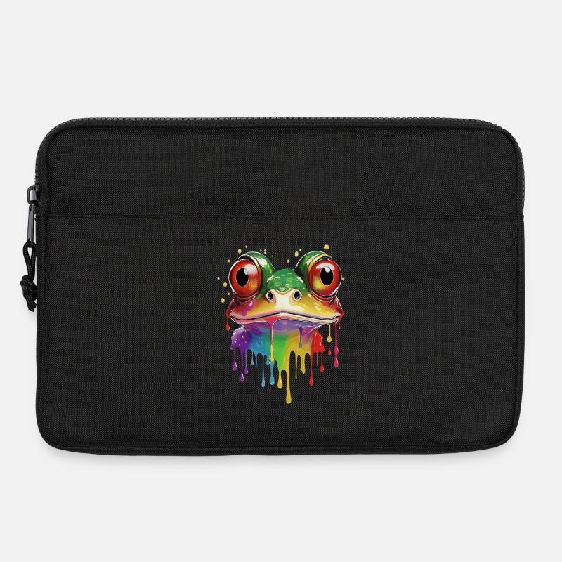 Bunter Regenbogen Frosch Kunstdruck - Laptoptasche 13" - Schwarz