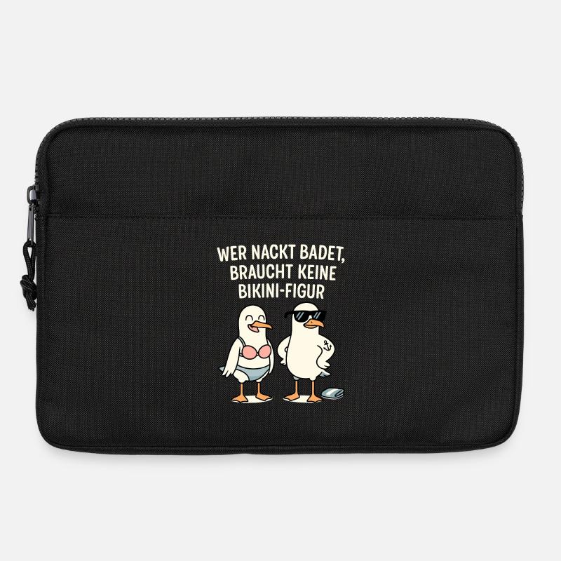 Nackt badet Bikini-Figur Spruch - Laptoptasche 13" - Schwarz